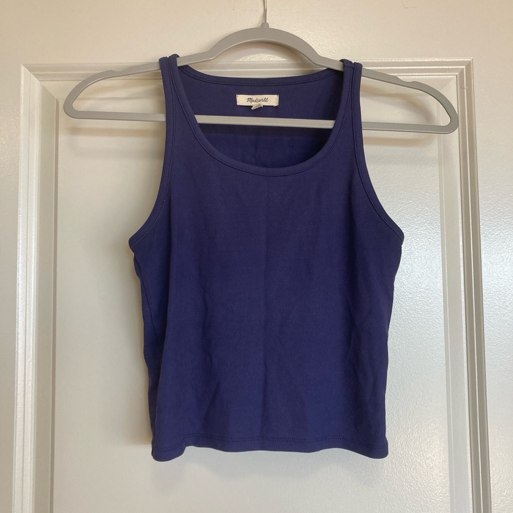Madewell cropped tank in dark blue size small